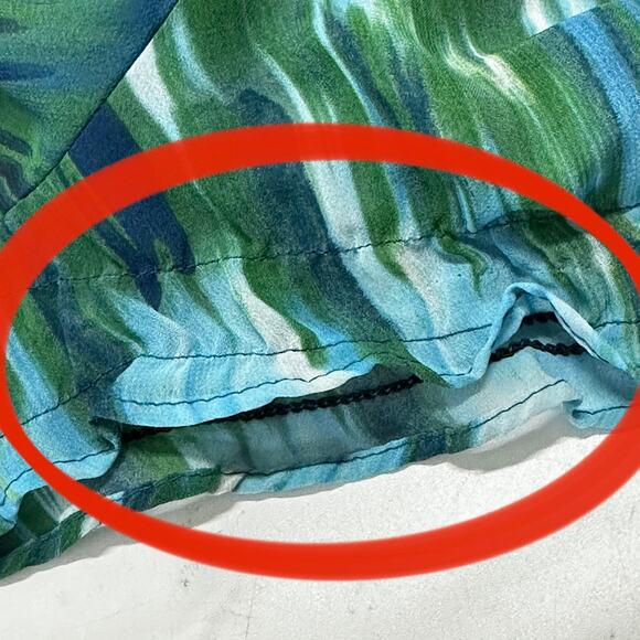 ANA A New Approach Women Babydoll Tunic Top Size L Green Blue Sheer Flowy FLAW - Picture 8 of 11